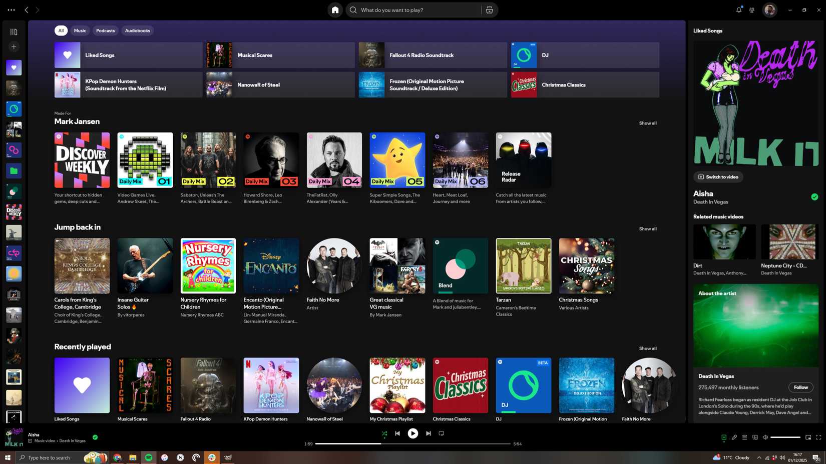 O cliente Spotify no PC.