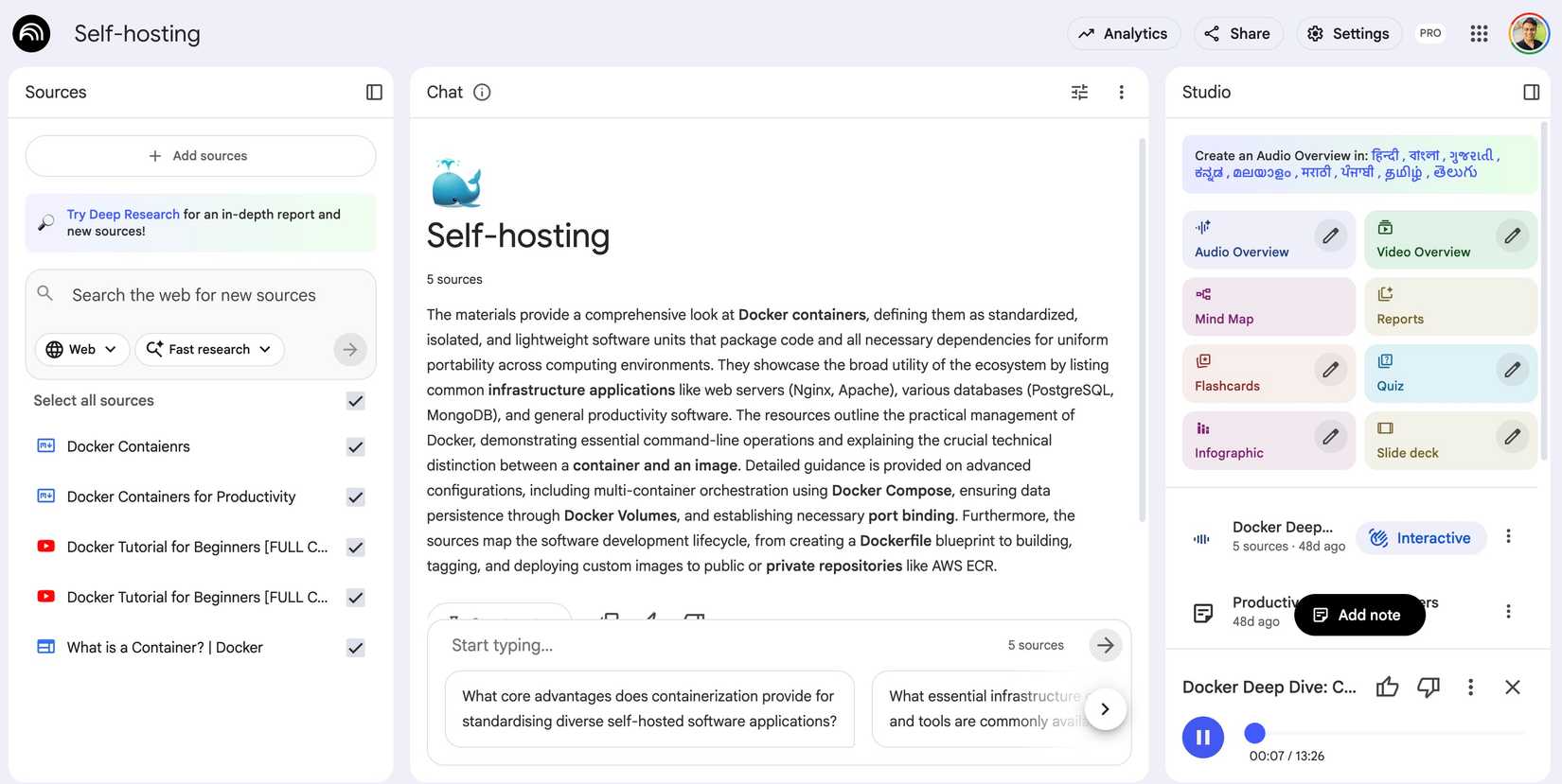 NotebookLM reproduz visão geral de áudio