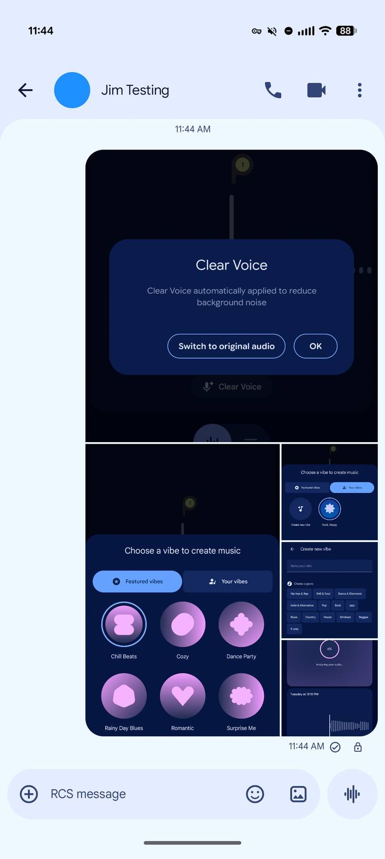 Uma captura de tela destacando imagens agrupadas no Mensagens do Google enviadas em massa.