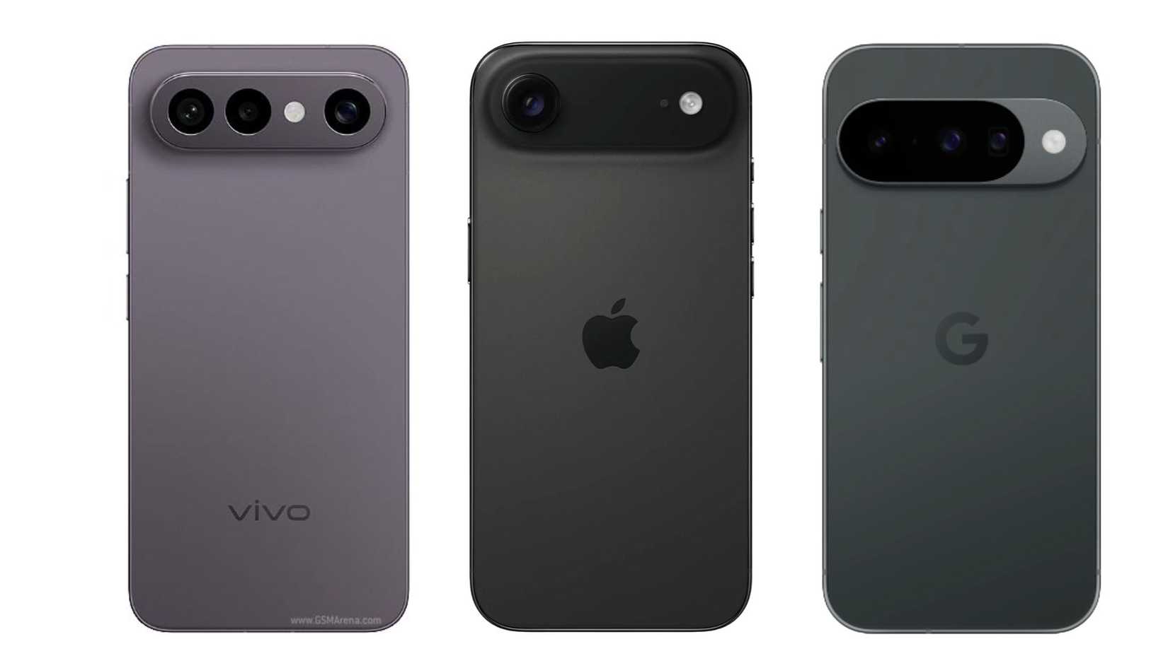 três telefones Android pretos lado a lado