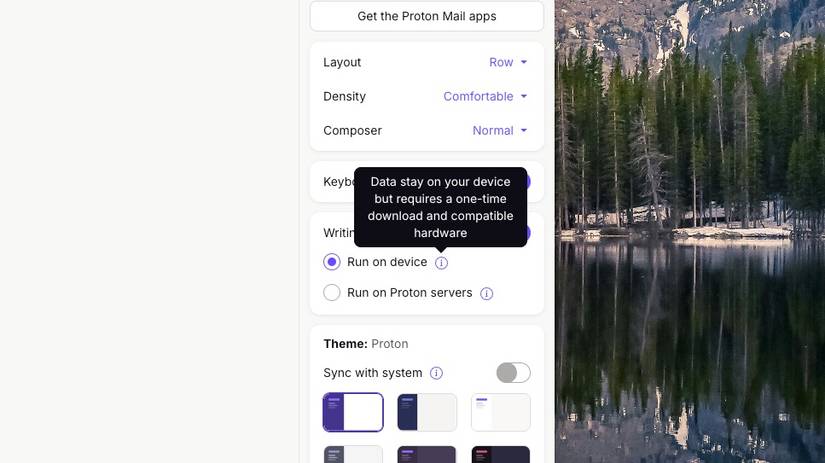 Assistente de redação no Proton Mail