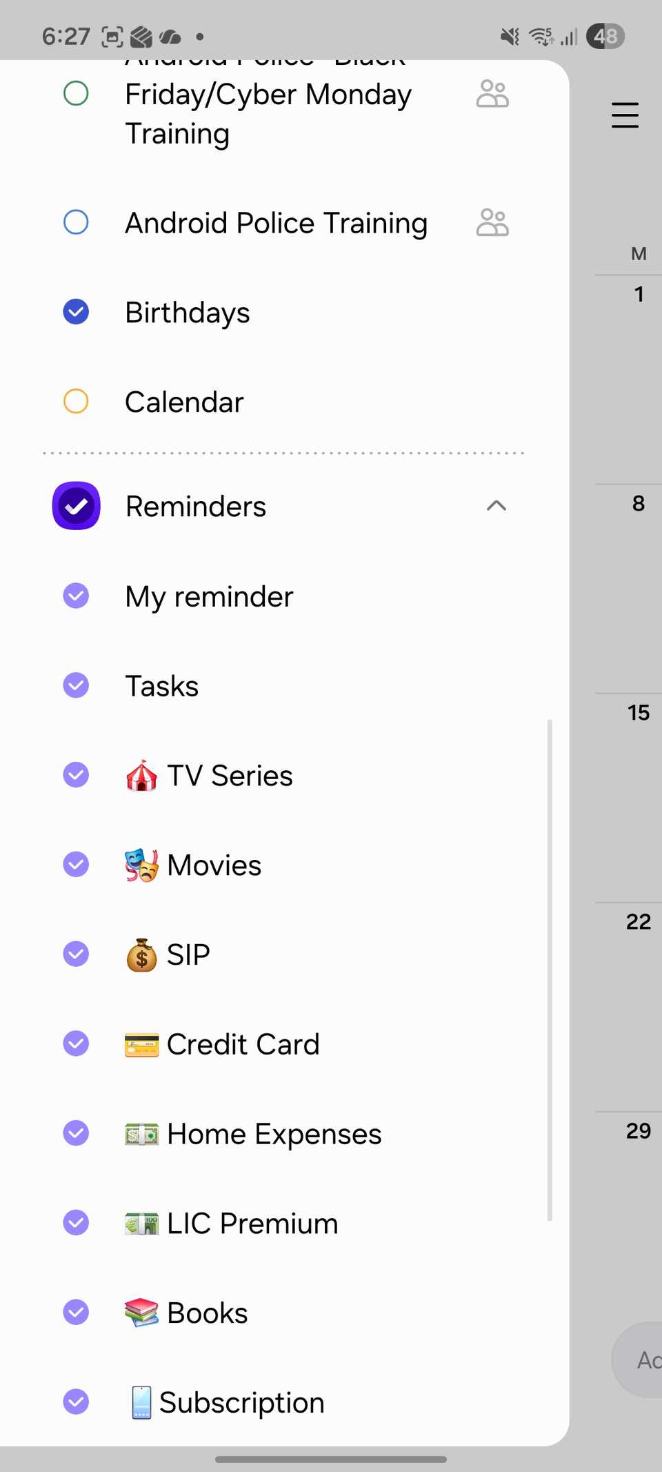 Interazione con i promemoria del calendario Samsung