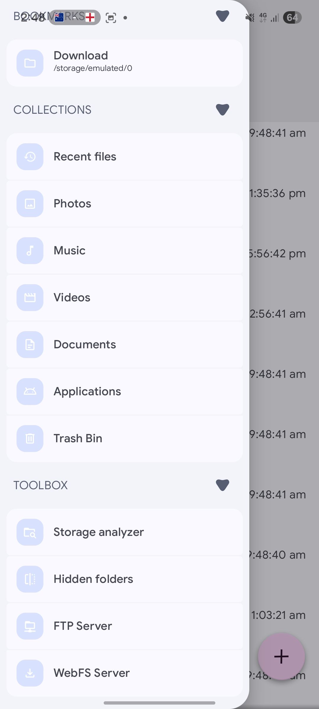 Solid Explorer side menu
