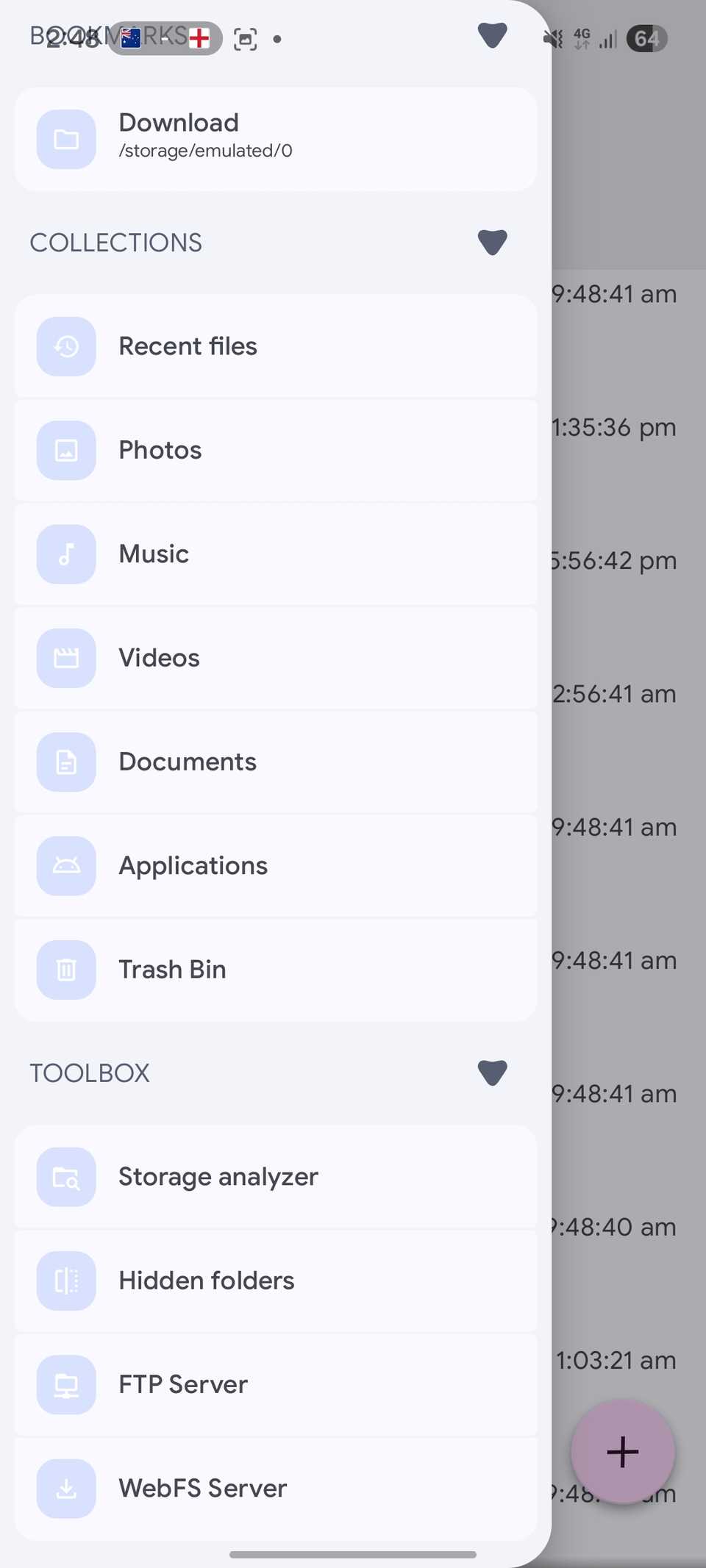 Solid Explorer side menu
