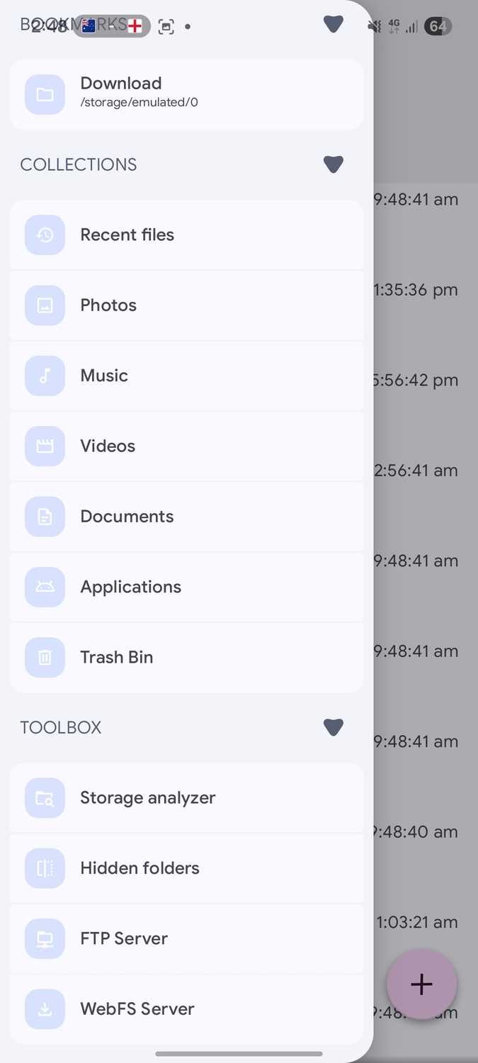 Solid Explorer side menu