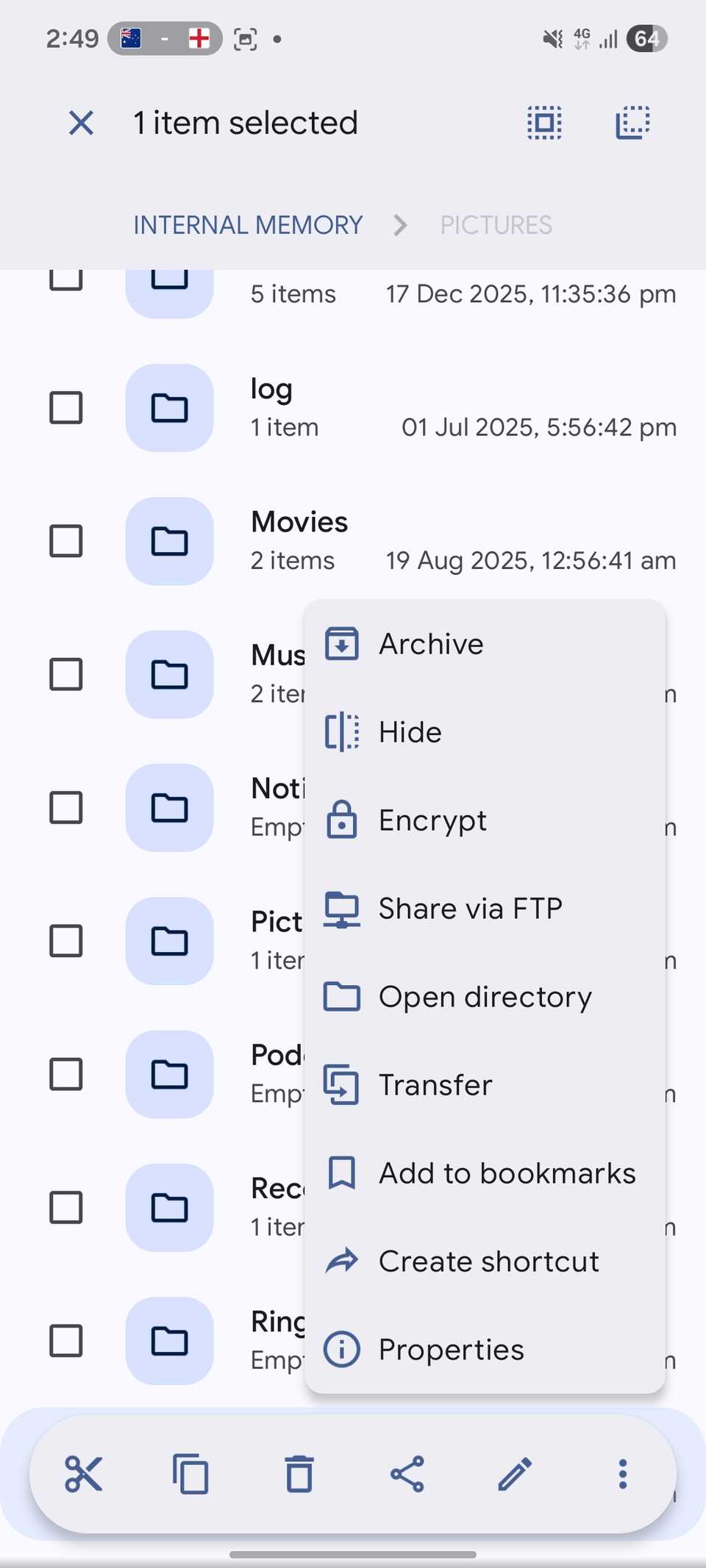 Solid Explorer more menu