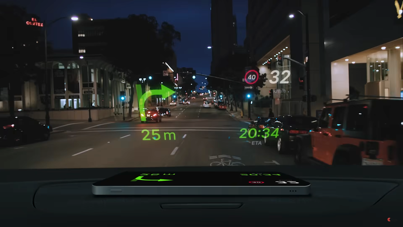 Uma demonstração do modo hud da Sygic