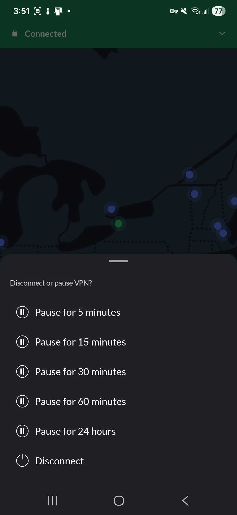 Metti in pausa i tempi di durata sull'app NordVPN
