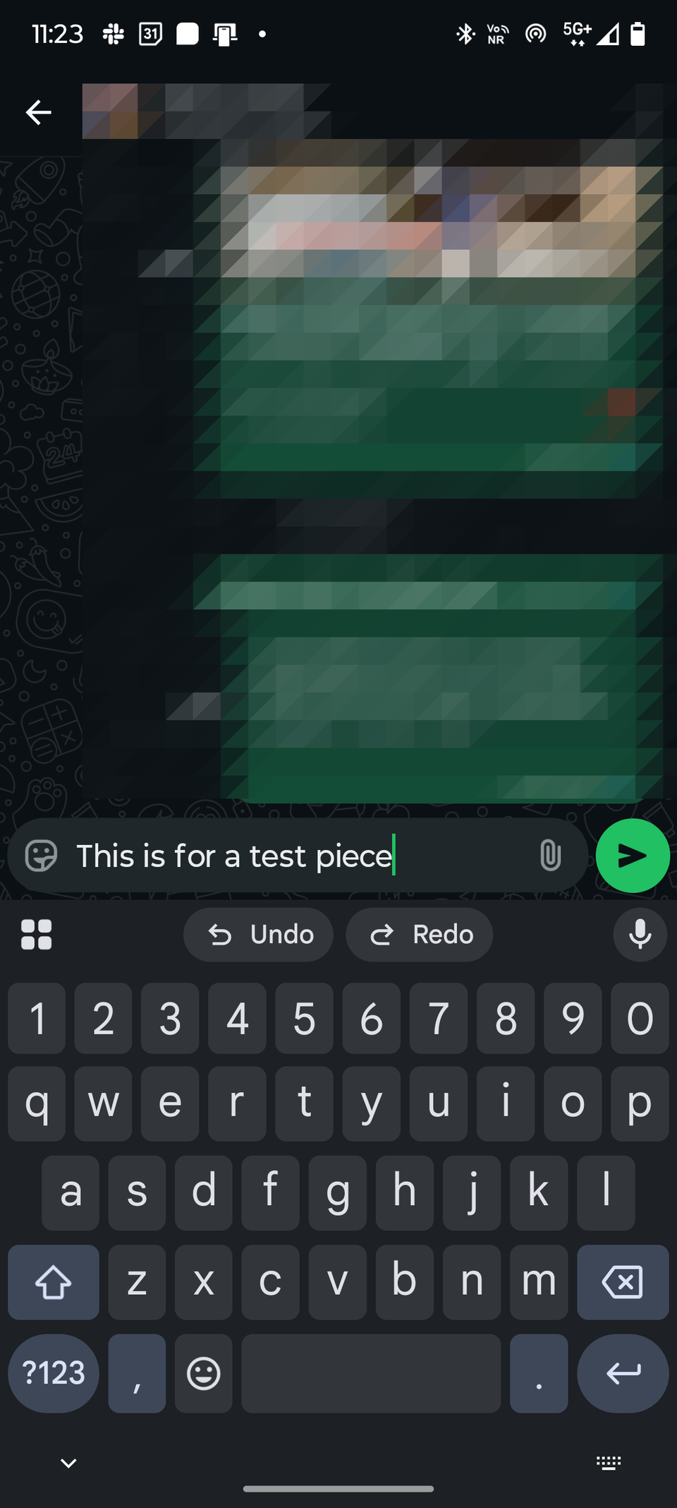 Screenshot showing Gboard's undo and redo options