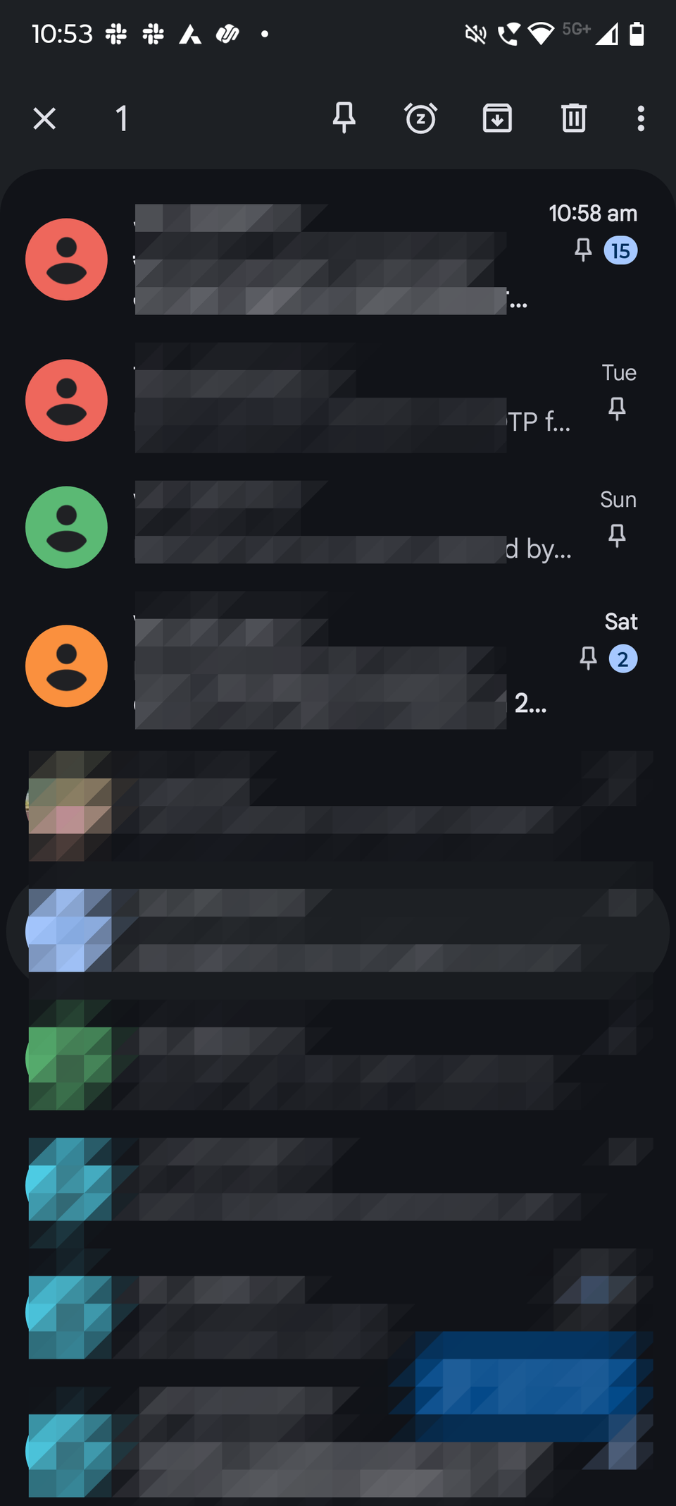 Screenshot che mostra la funzionalità di blocco in Google Messaggi