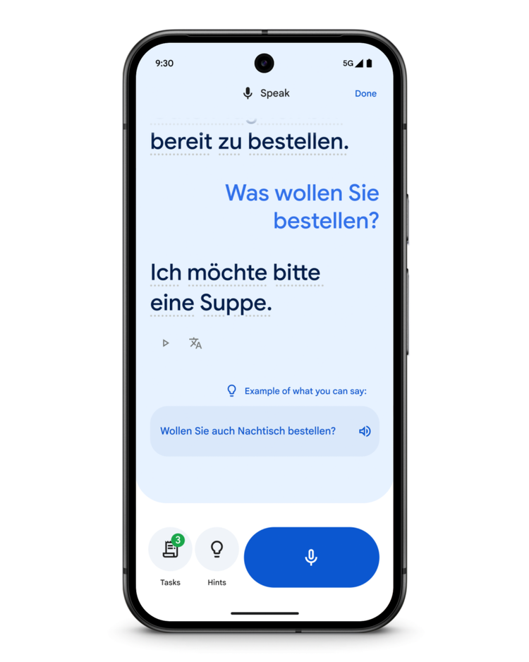 A screenshot highlighting Google Translate's teaching tools.