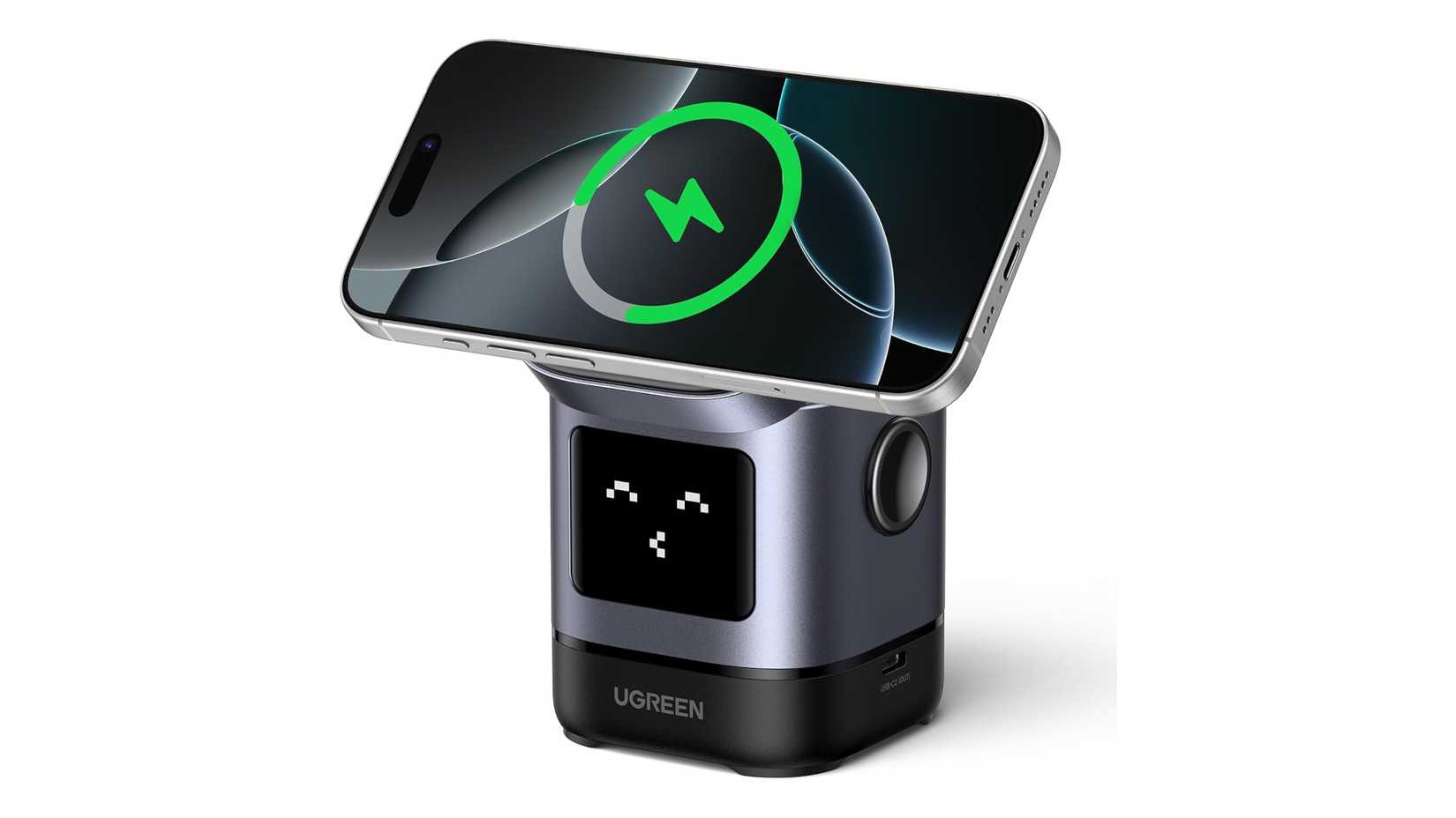 Hub de carregamento Uno da Ugreen com uma carinha fofa.