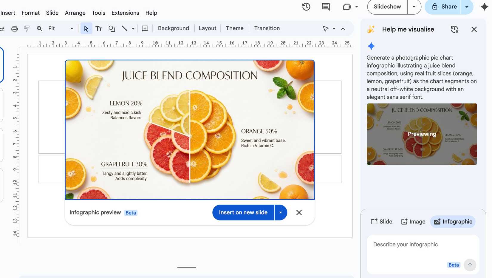 usar infográfico usando texto no Apresentações Google