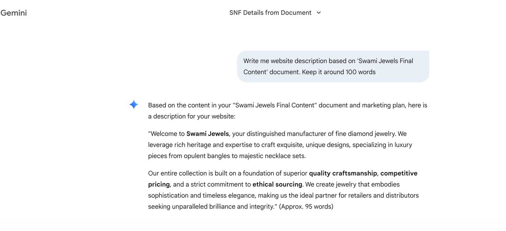 Gêmeos encontrando informações no Google Docs