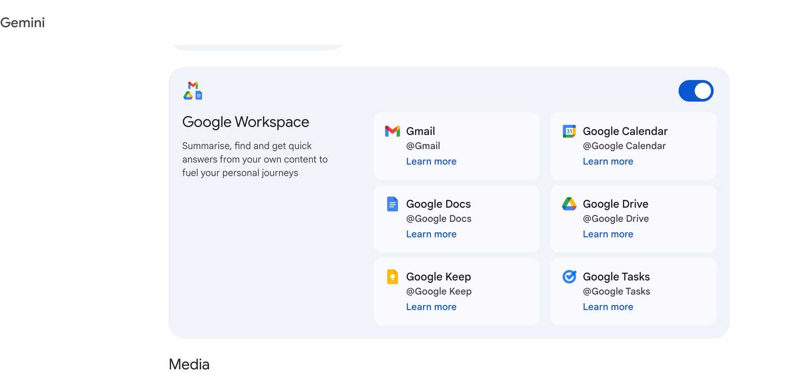 Ativar o Google Workspace no Gemini