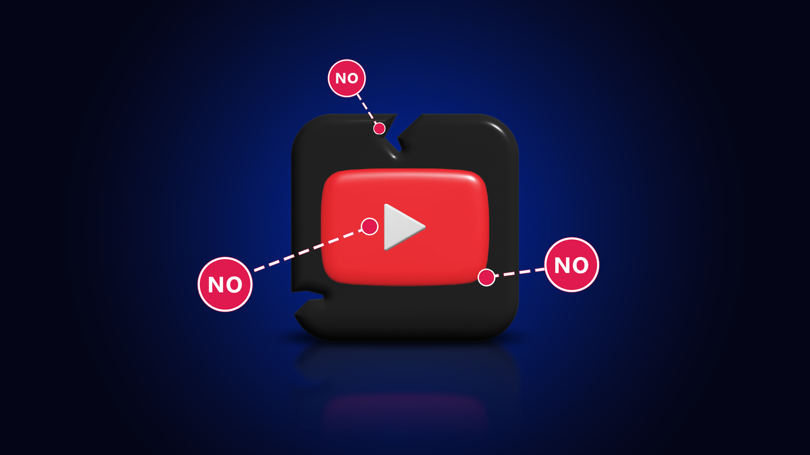 Logo YouTube 3D con etichette rosse 