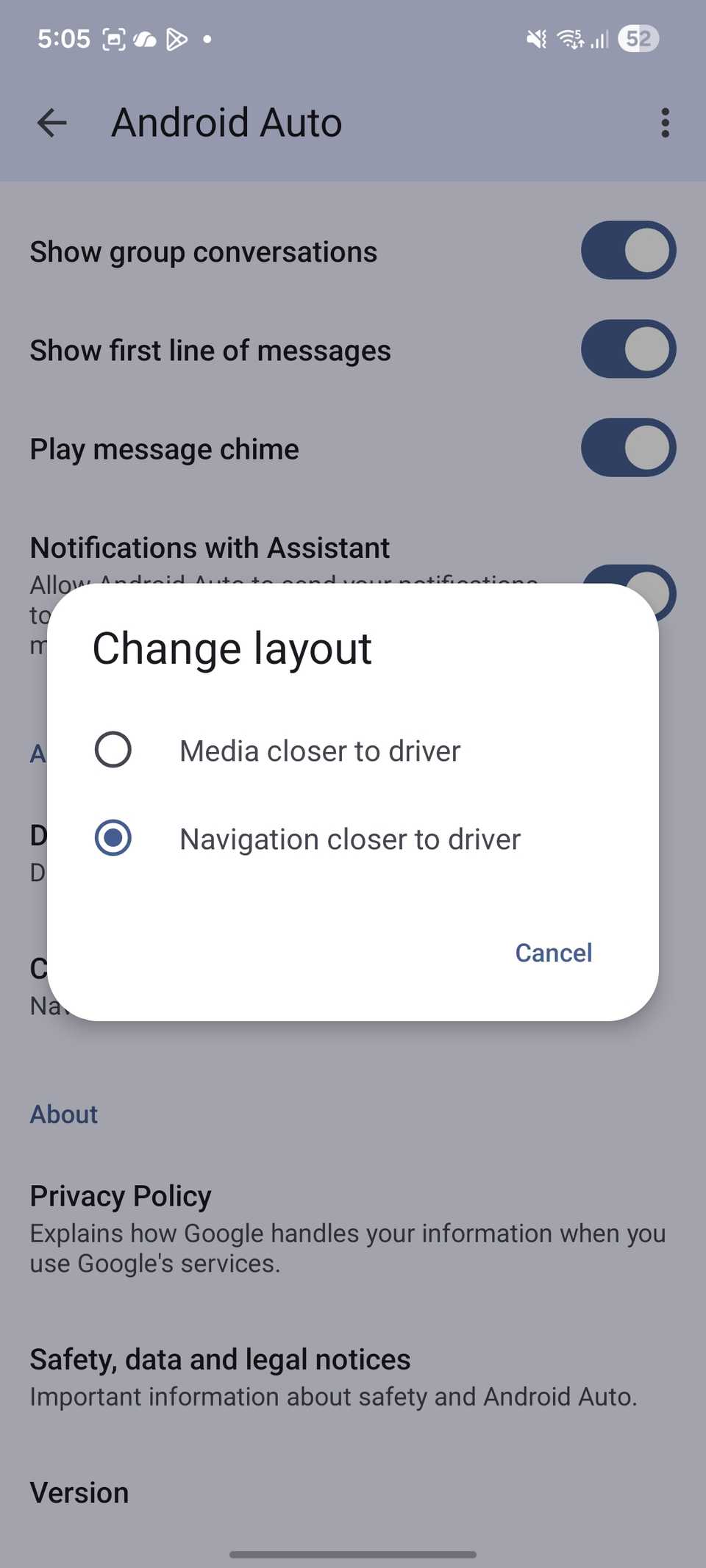 modificare il layout di Android Auto