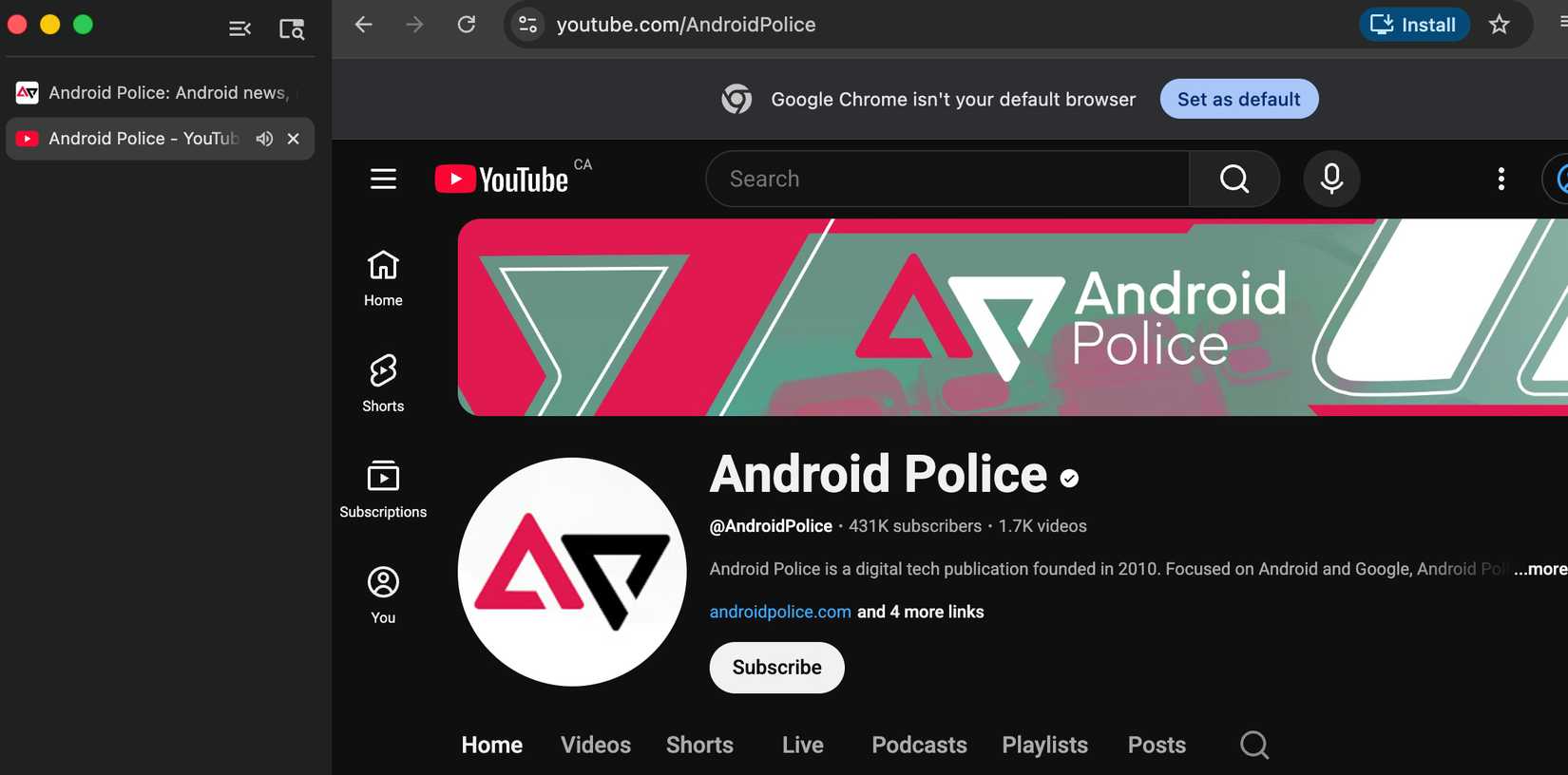 Uma imagem destacando as guias verticais do Chrome.