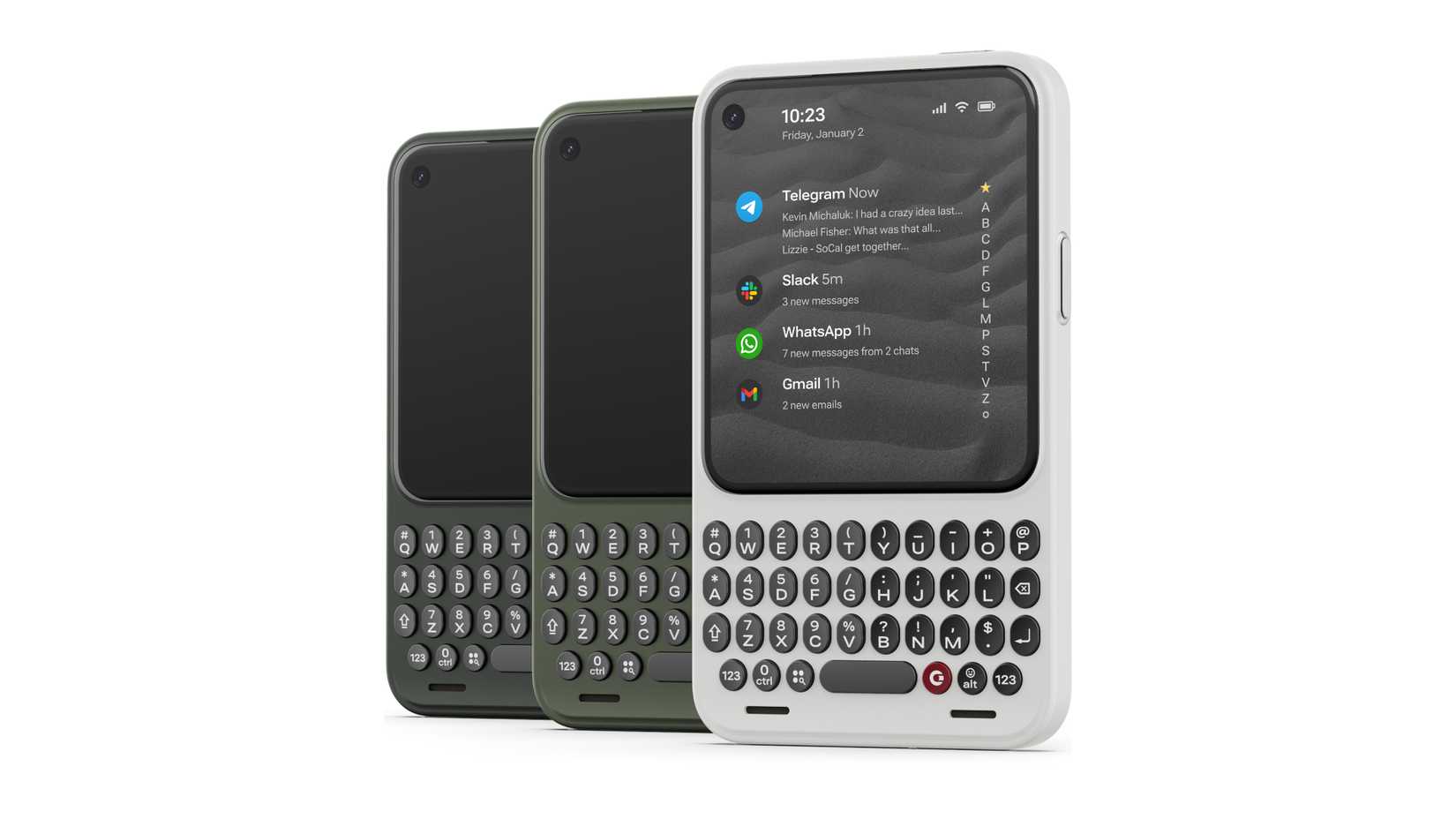 Todas as cores do Clicks Communicator lado a lado.