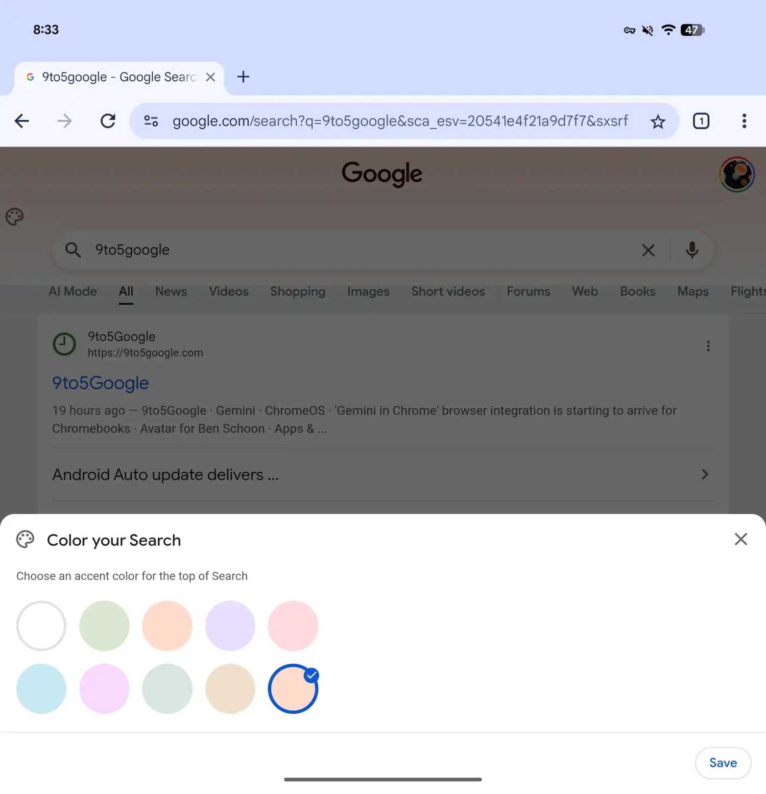 Google Color suas opções de cores de pesquisa no navegador da web