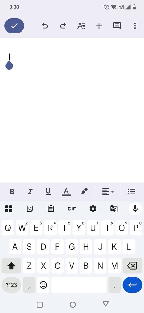 Screenshot showing the Gboard keyboard in Google Docs