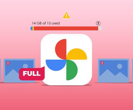 Logotipo do Google Fotos com um rótulo