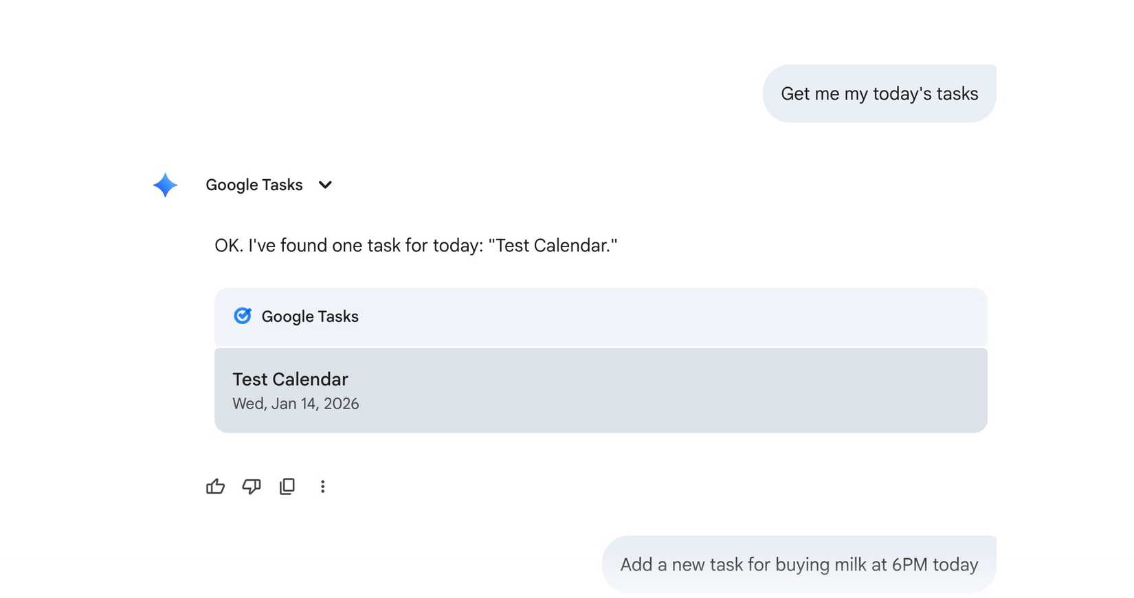 create tasks using Gemini
