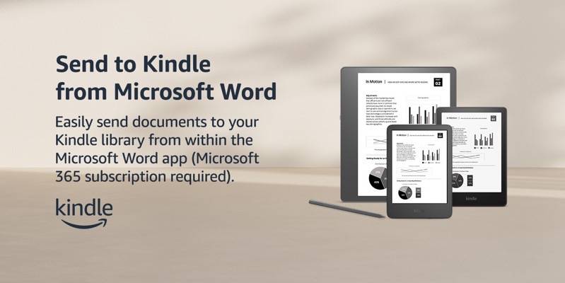 Send to Kindle from Microsoft Word promotional image.