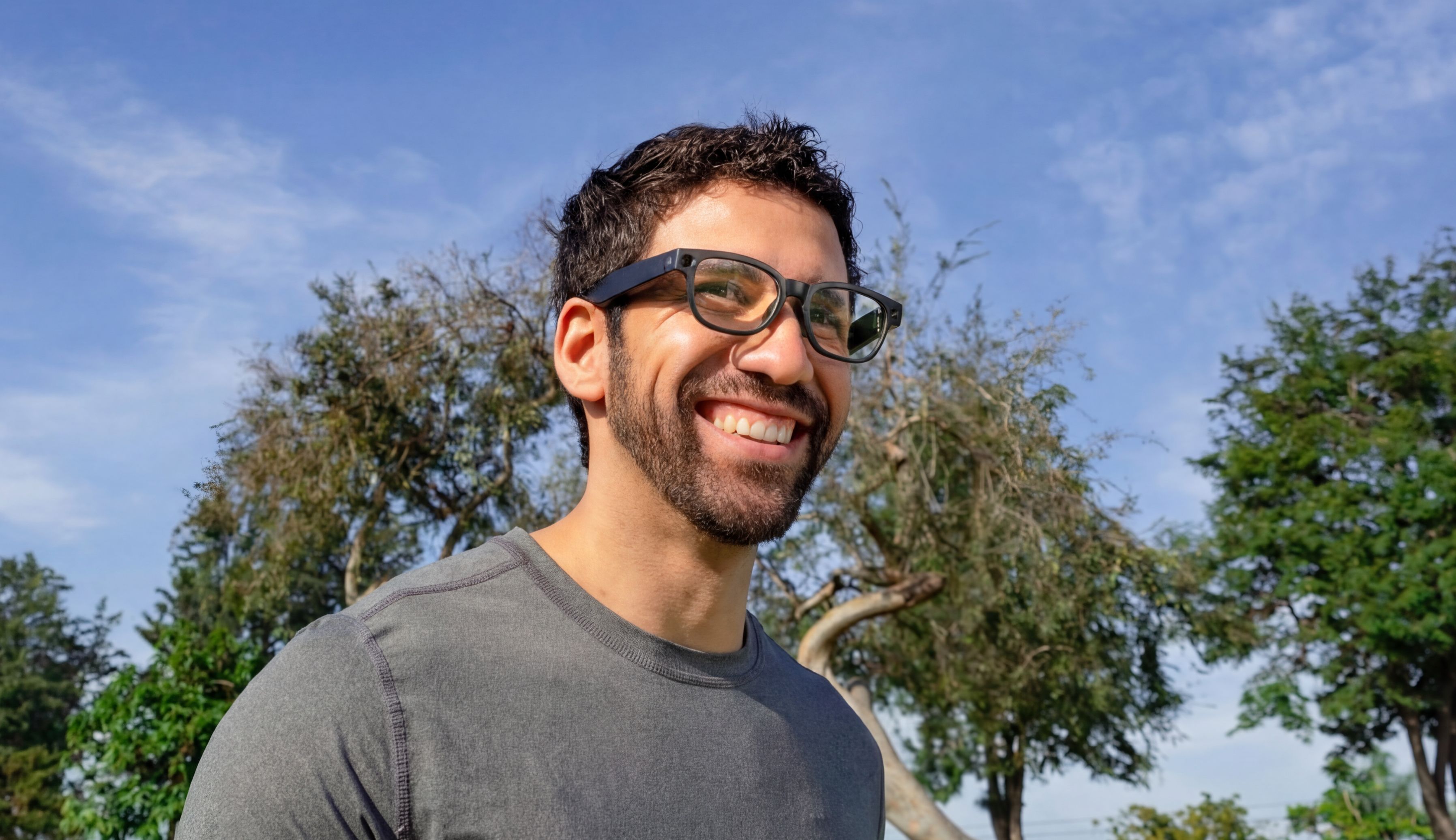 A person wearing the Mentra Live smartglasses