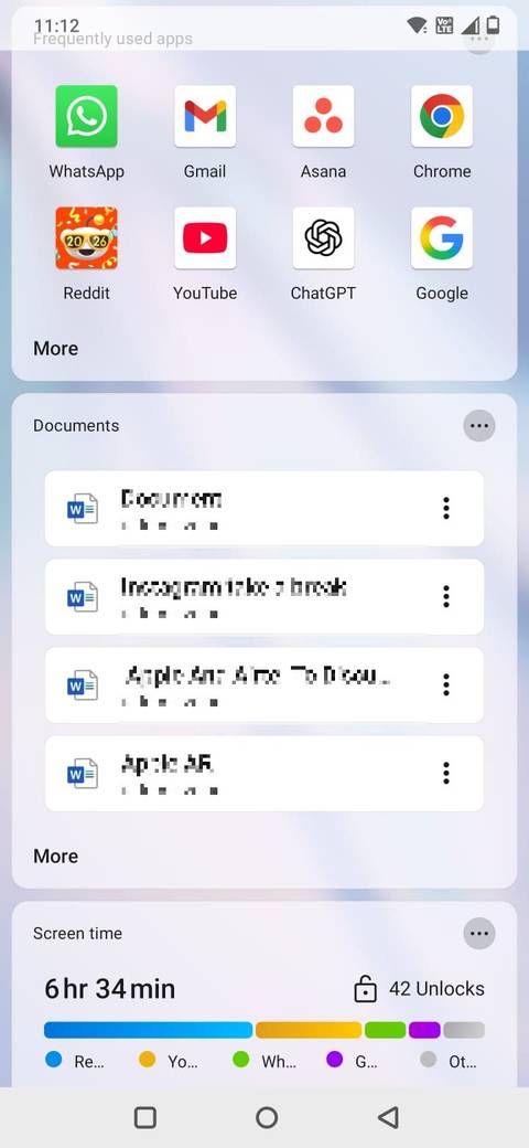 Screenshot showing the Microsoft Launcher Glance page