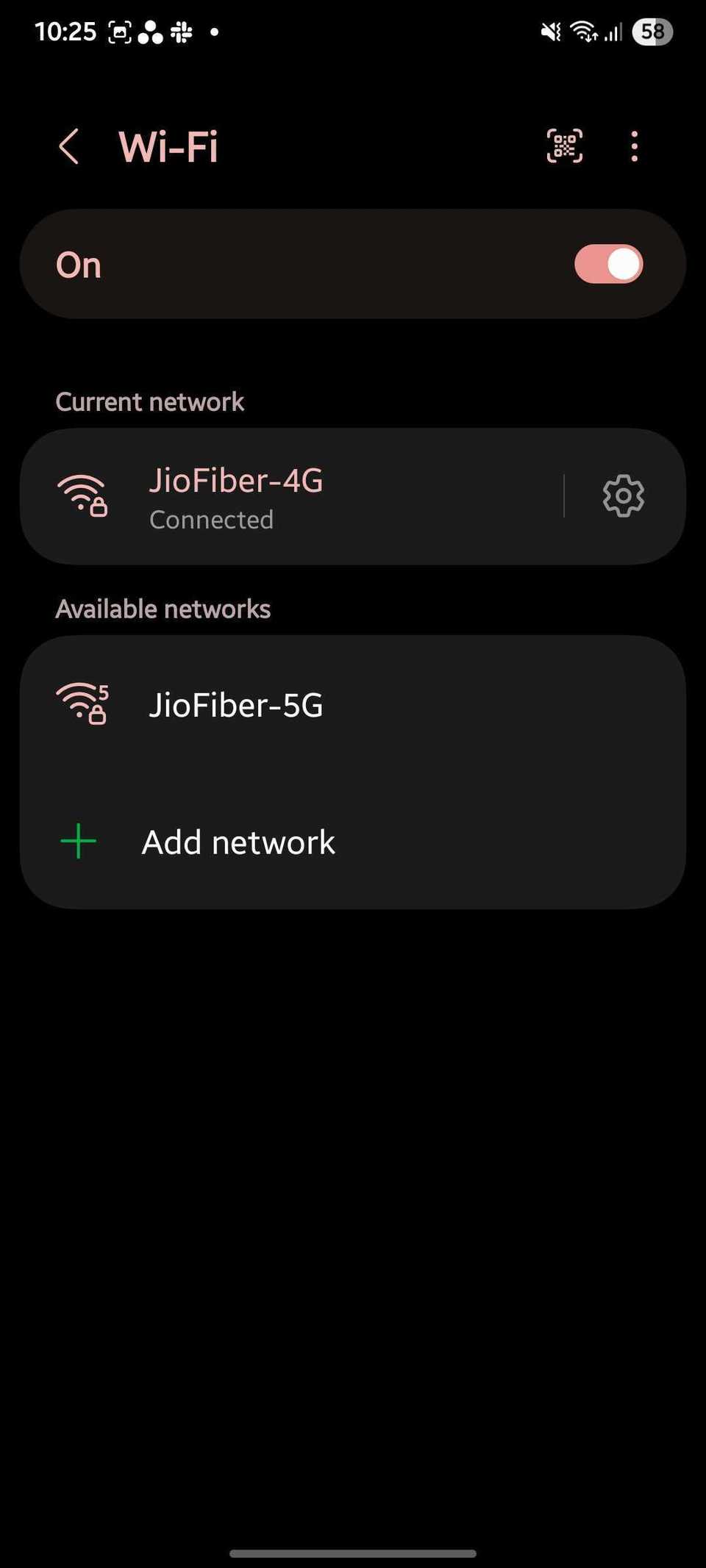 Screenshot showing One UI's Wi-Fi page