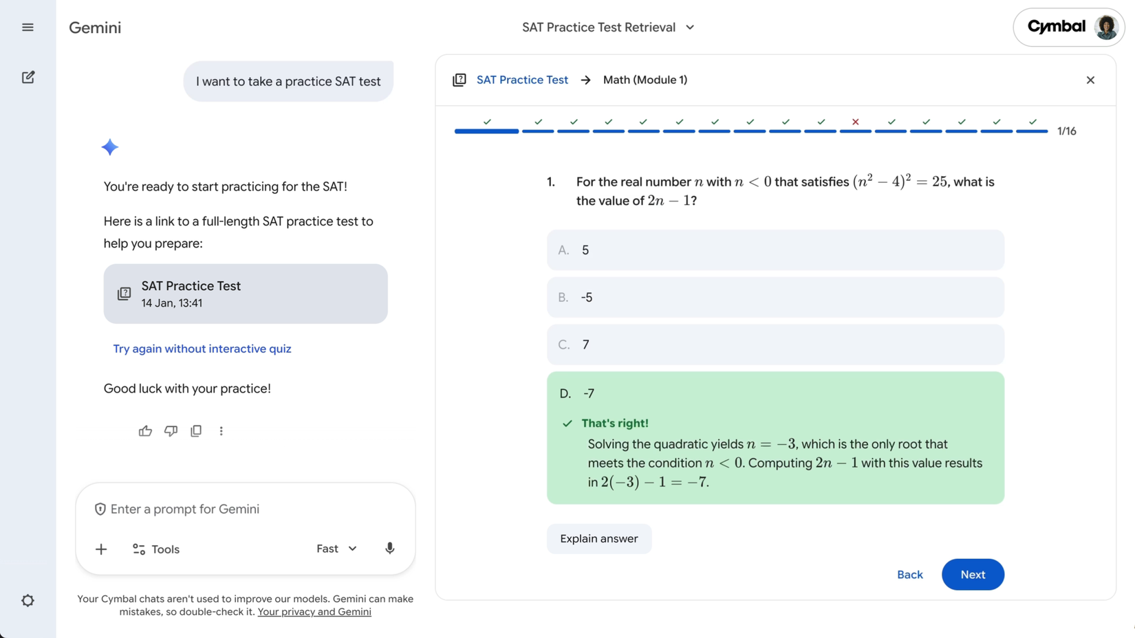 Um SAT prático com uma resposta correta destacada e explicada.