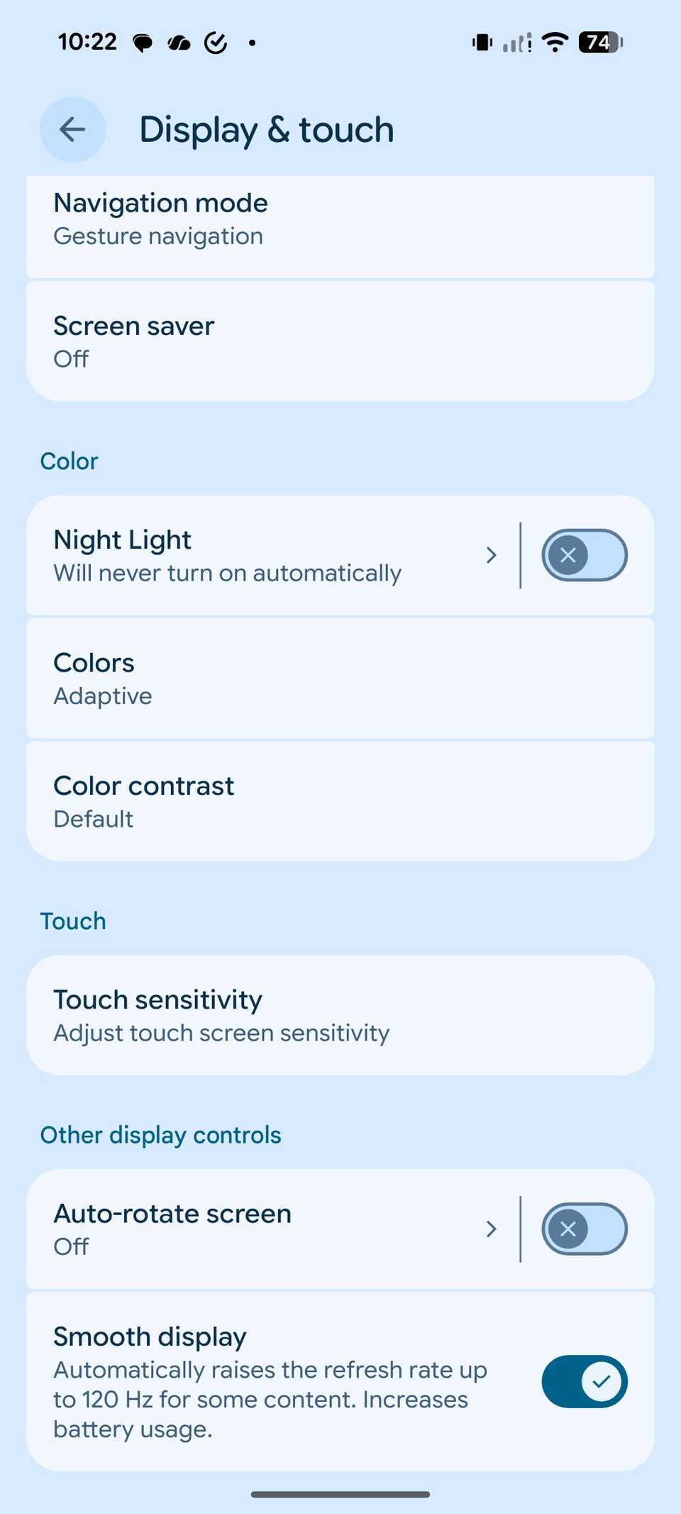 display menu on Pixel