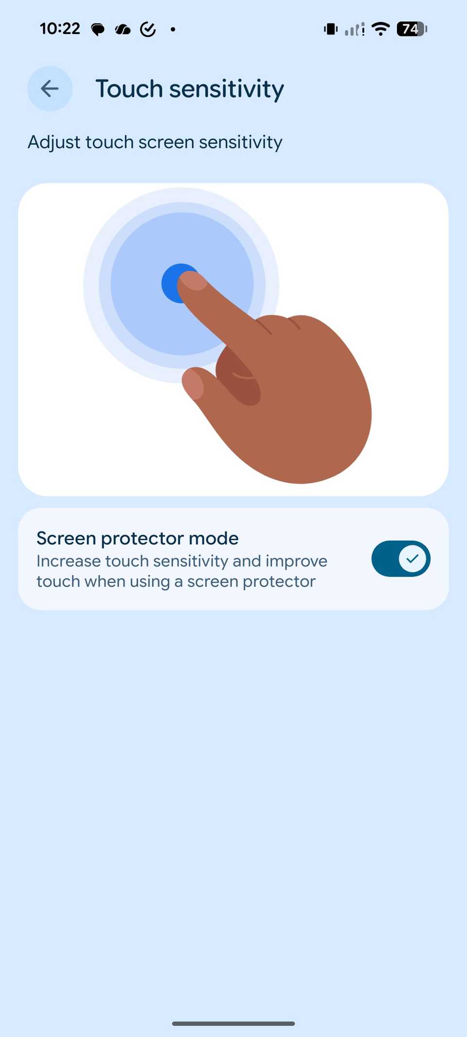 enable screen protector mode on Pixel