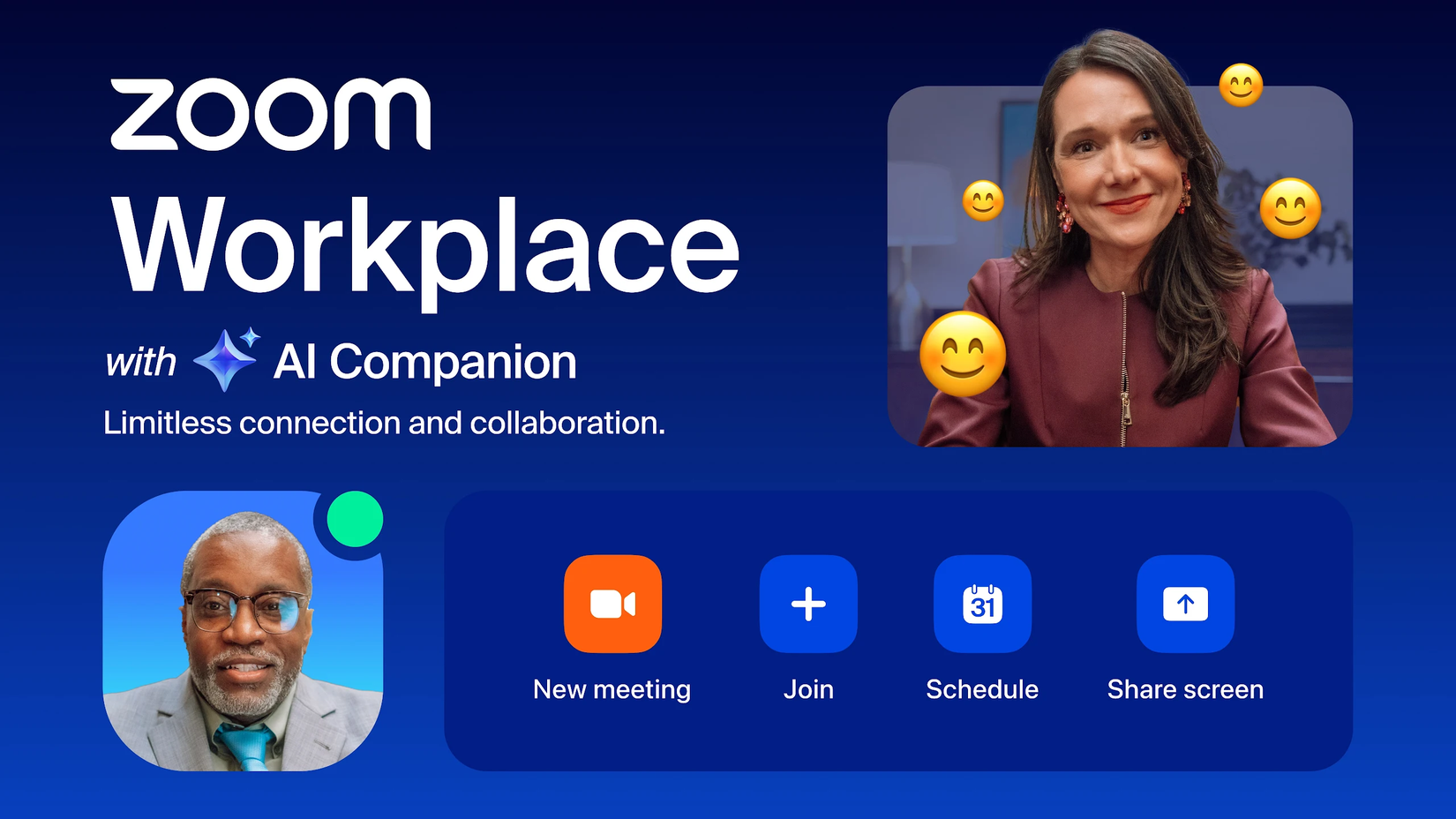 A banner for Zoom Workplace featuring the text "Zoom Workplace with AI Companion"
