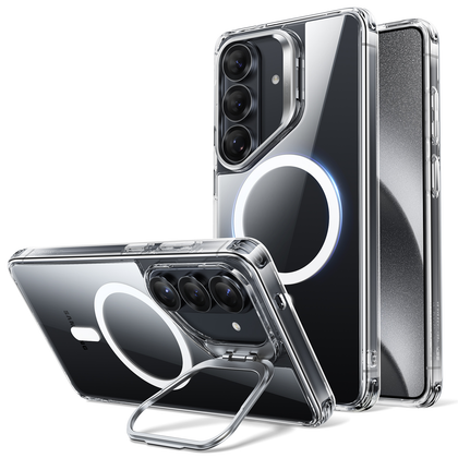 La custodia magnetica ibrida classica ESR Tech con supporto per riporre oggetti su un telefono Samsung S26 Plus.