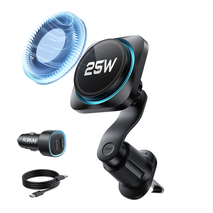 Il caricatore magnetico per auto ESR OmniLock e i suoi accessori inclusi.