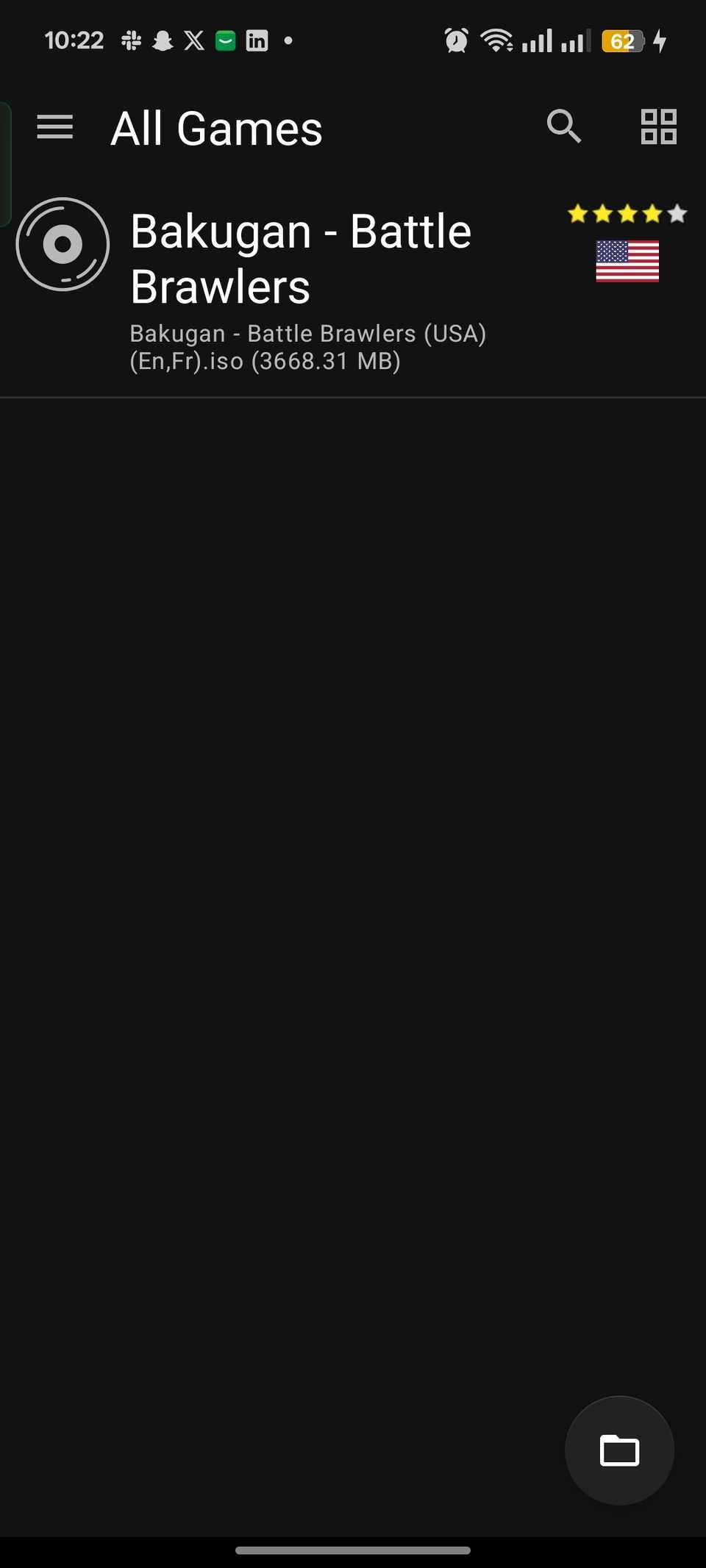 Screen showing user-imported PS2 game on NetherSX2 emulator app