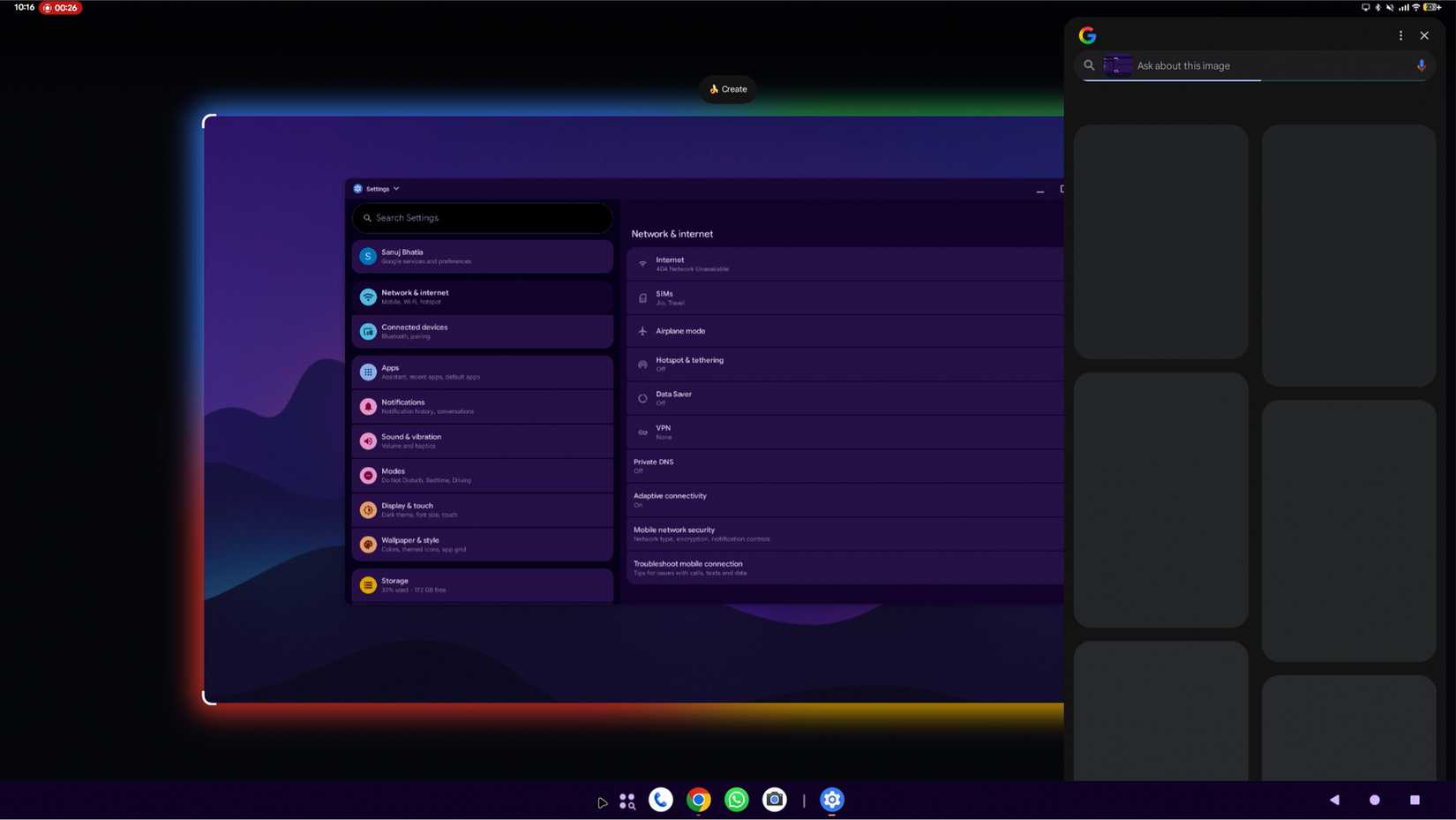 Circule para pesquisar no modo Android Desktop