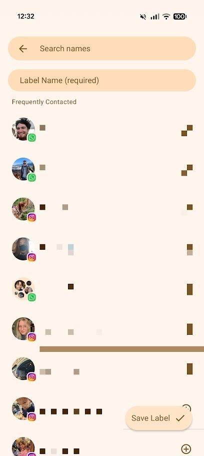 opzioni dell'etichetta dell'app beeper