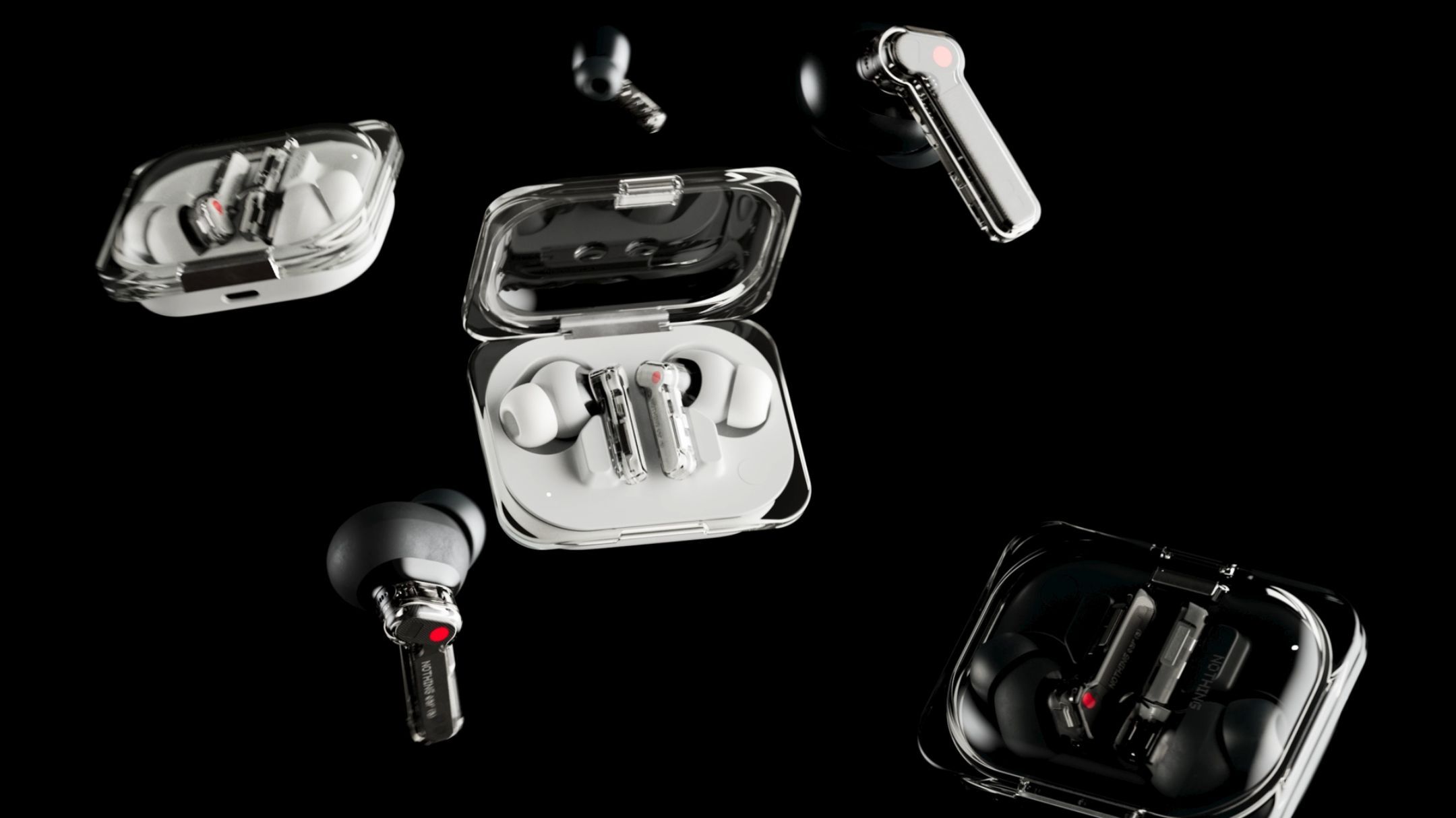 Nothing Ear (a) Wireless Earbuds on black background