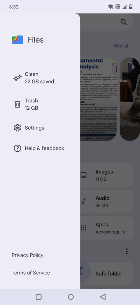 Screenshot che mostra l'opzione Pulisci nel menu File