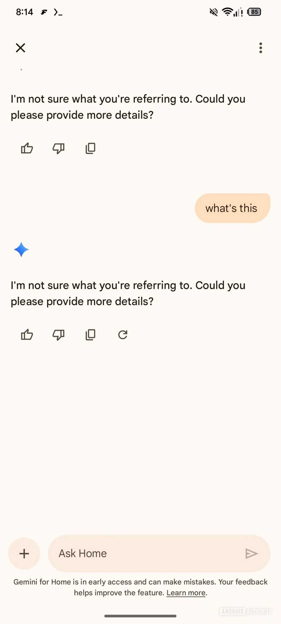 Screenshot che mostra Google Home Chiedi a Casa