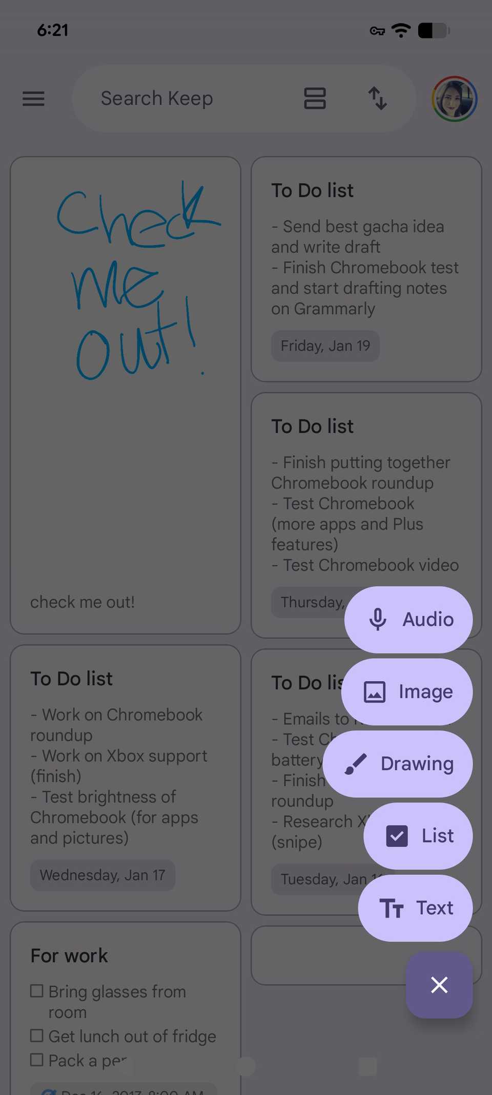 moderna interfaccia utente di Google Keep con Material You su Pixel 8