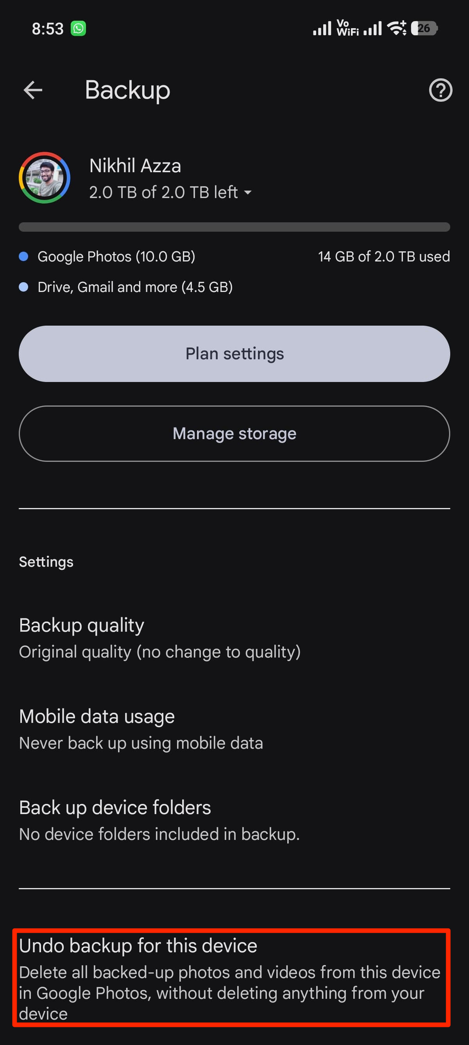 Premi Annulla per cancellare l'archiviazione nel cloud