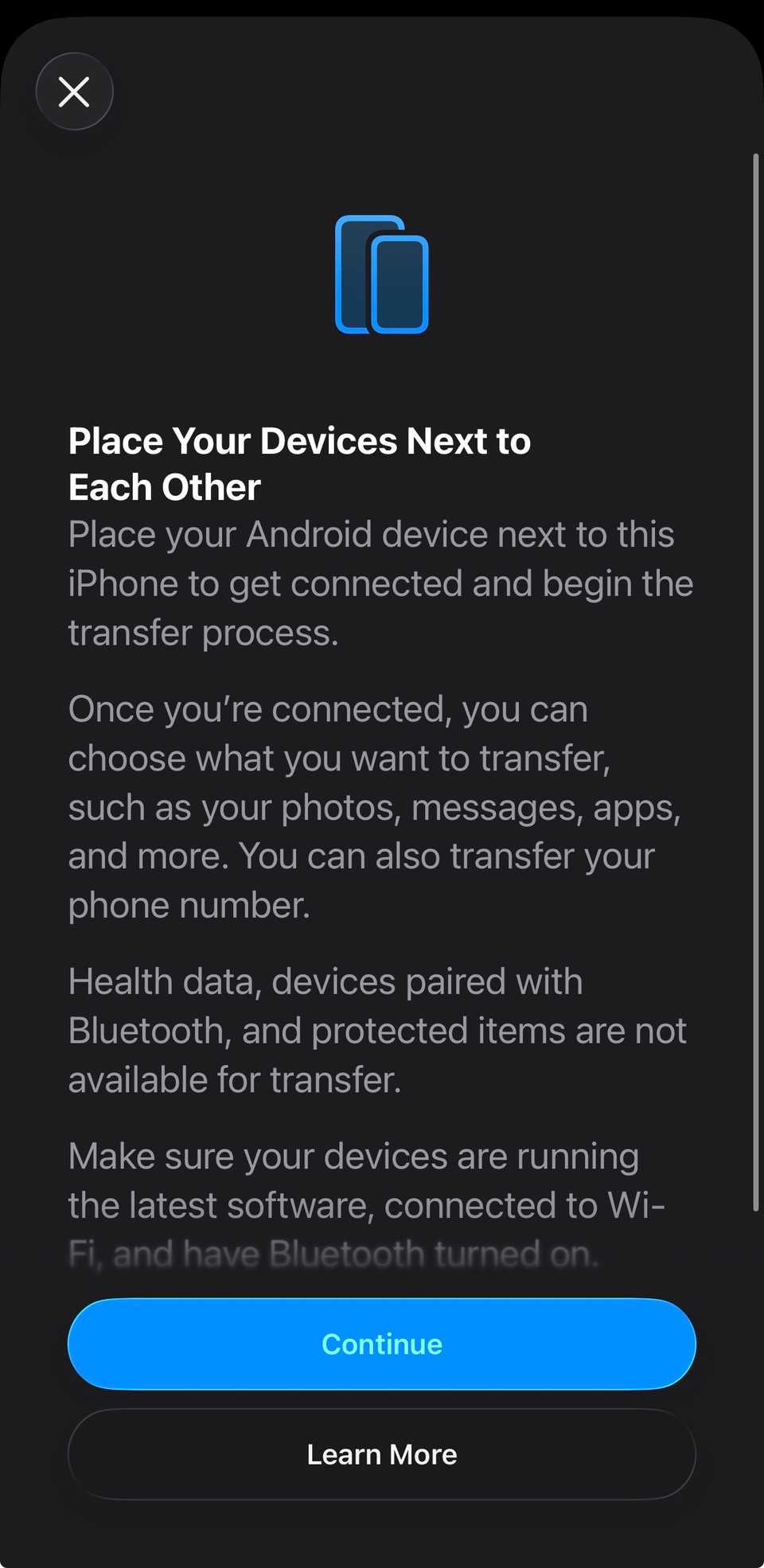 Nuovo strumento Trasferisci su Android in iOS 26.3