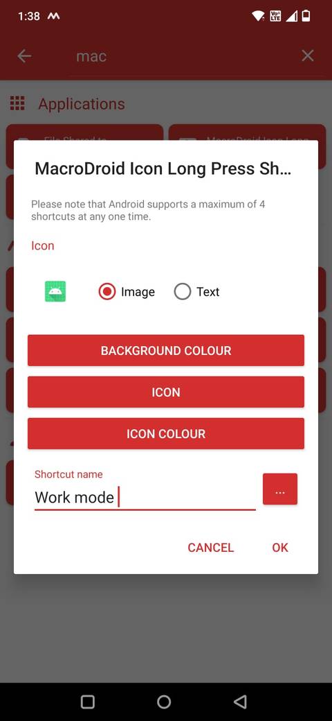 Screenshot che mostra l'opzione Trigger in MacroDroid