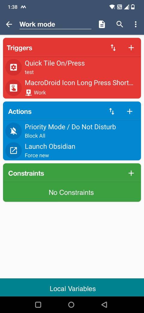 Screenshot di una macro in MacroDroid