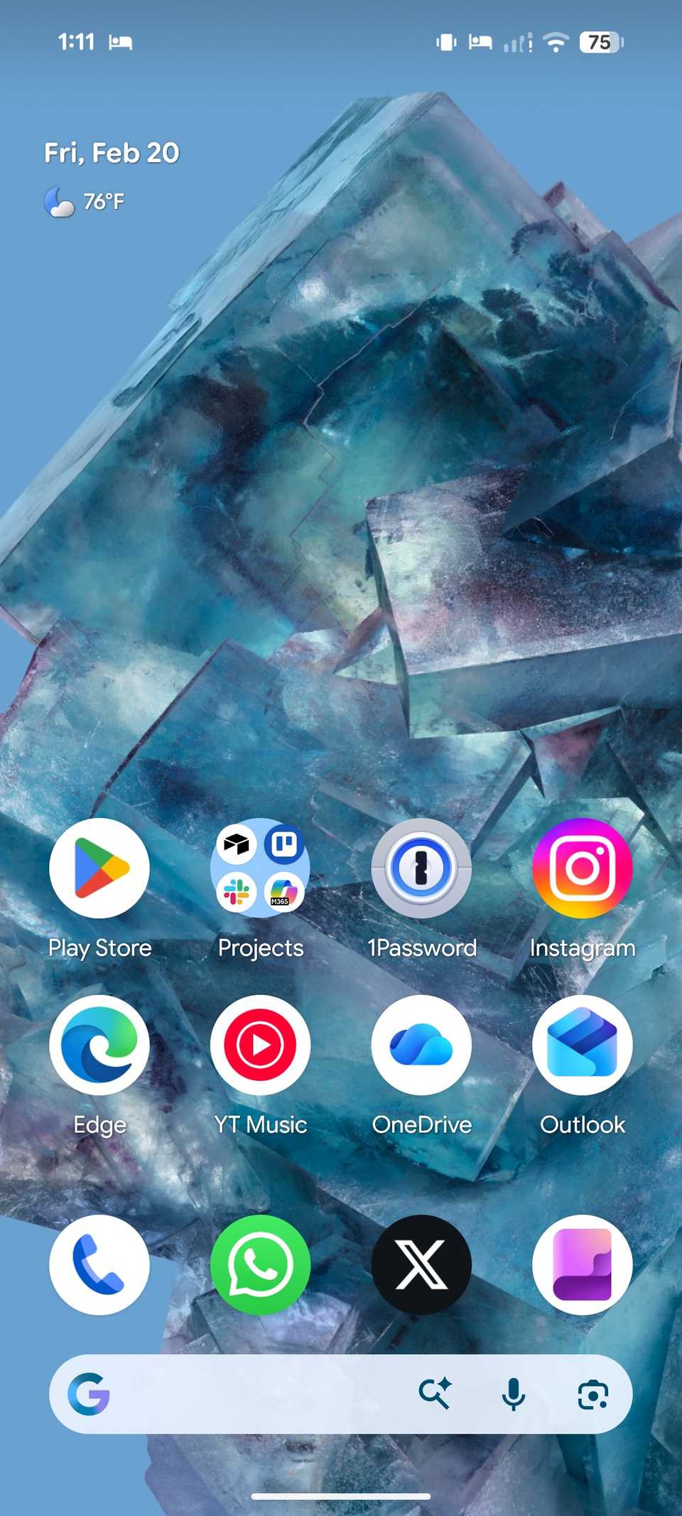 Pagina iniziale dell'interfaccia utente Pixel
