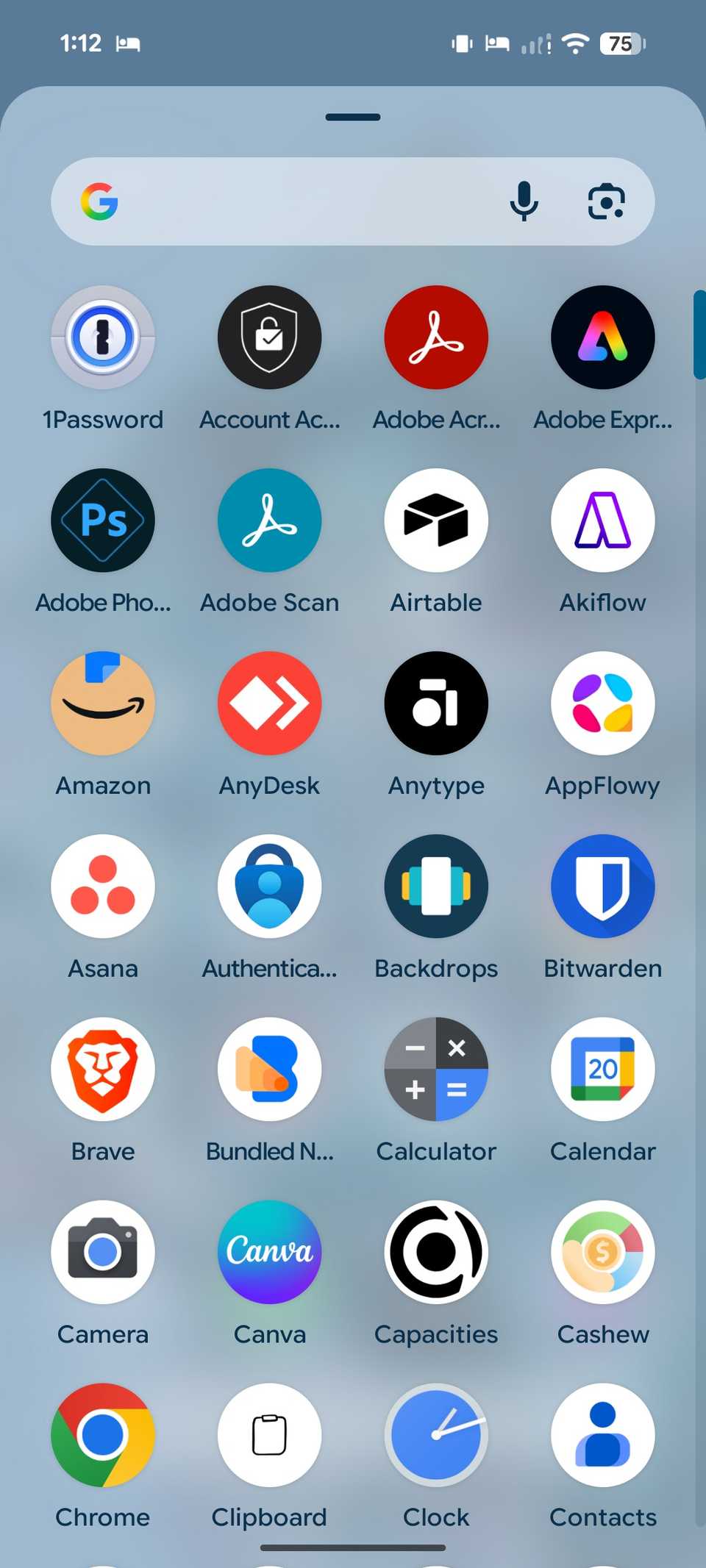 Cassetto dell'interfaccia utente Pixel